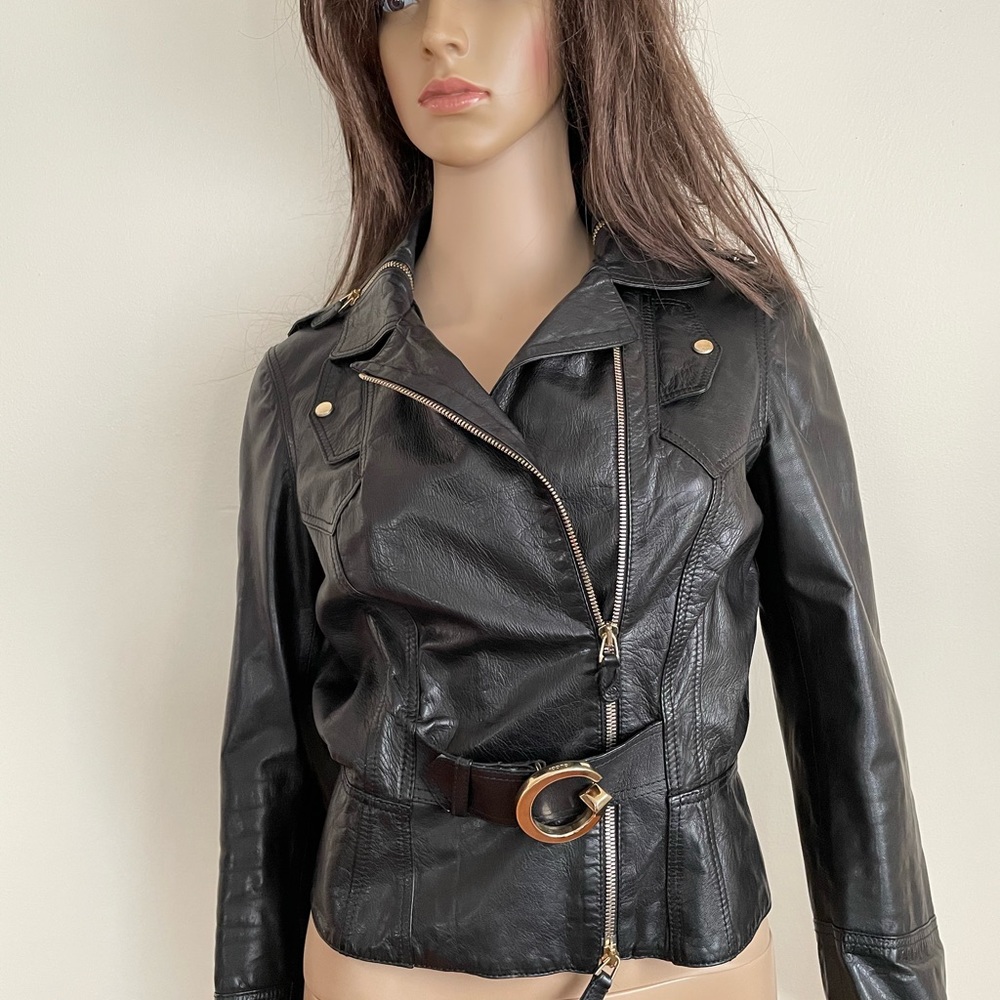 Gucci Leather Biker Jacket. Size 42. Black. Made in Italy.